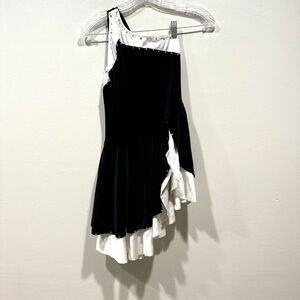 The Competitor Costumes One-Shoulder Velvet Dance Dress Black Women sz Small